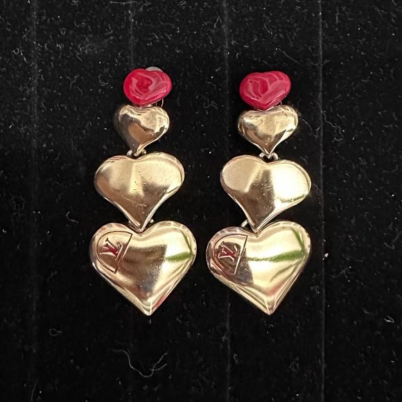 Authentic Louis Vuitton Heart Gold Plated Earrings - Picture 1 of 5
